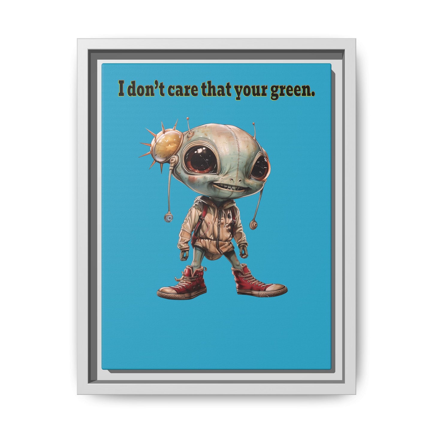 I don't care that your green - framed canvas art (turquoise)