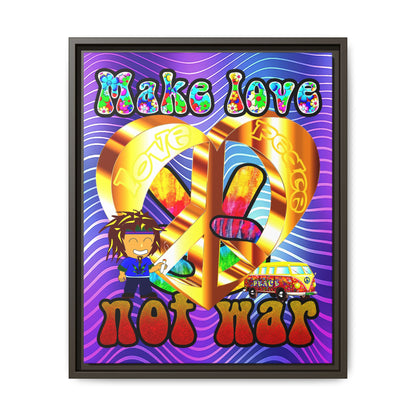 love peace - framed canvas art (purple wave)