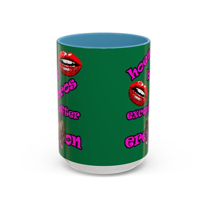 hoes b4 bros - Accent Mug (dark green)