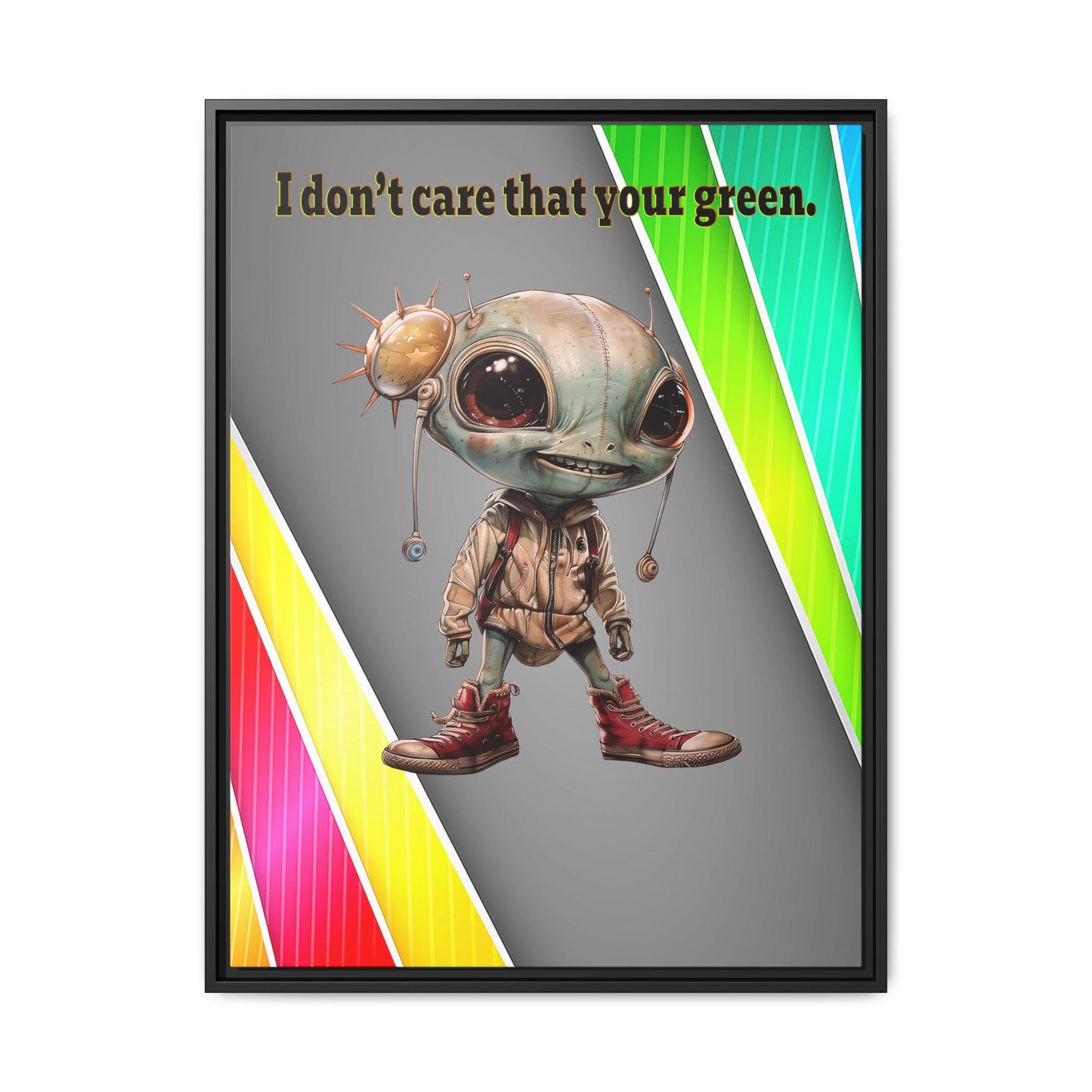 I don't care that your green - framed canvas art (rainbow split)