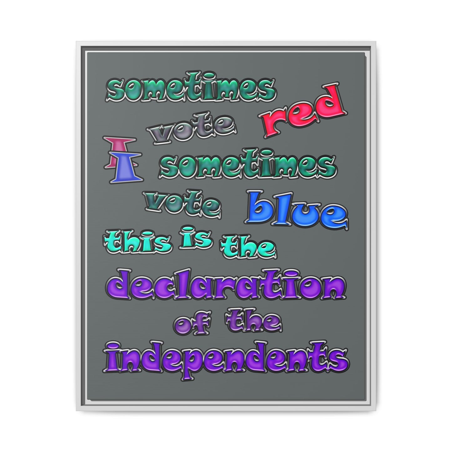 declaration of the independents - framed canvas art (dark grey)