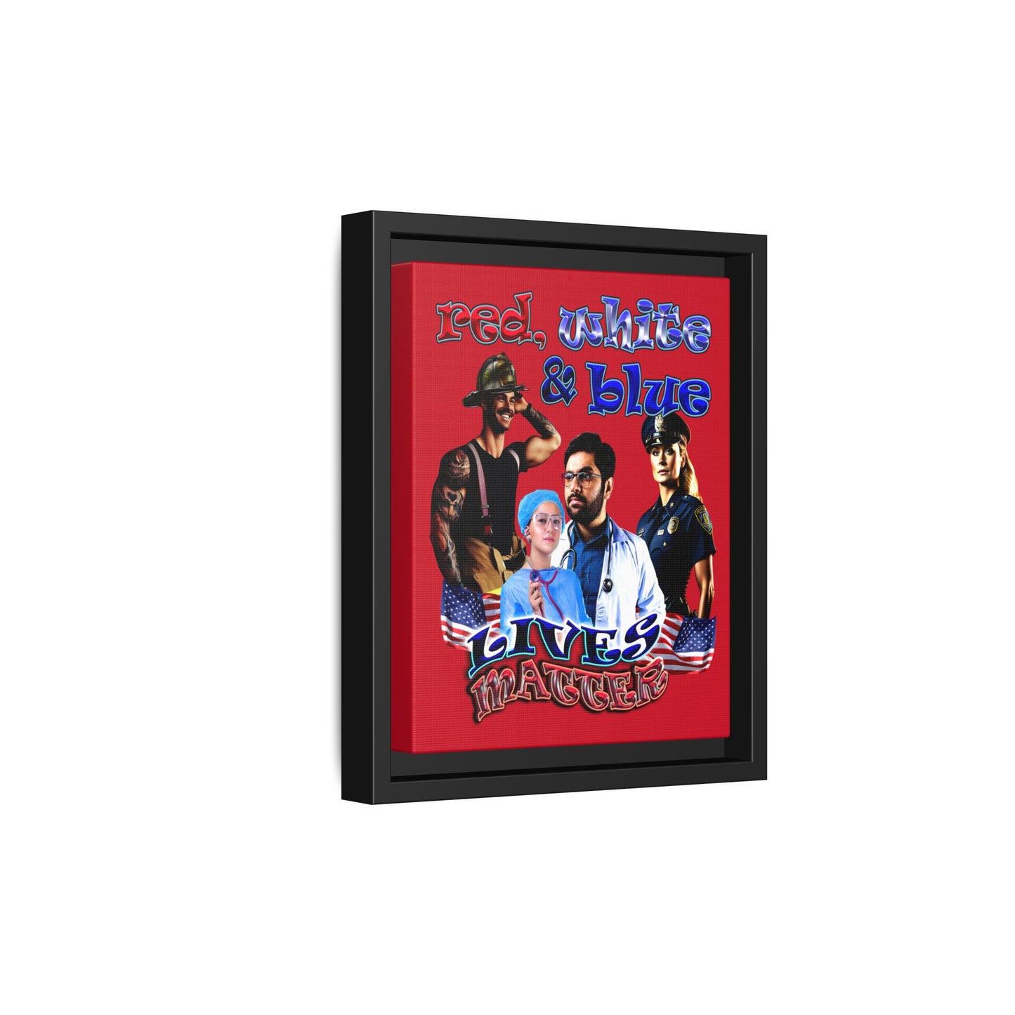 rw&b lives matter - framed canvas art (dark red)