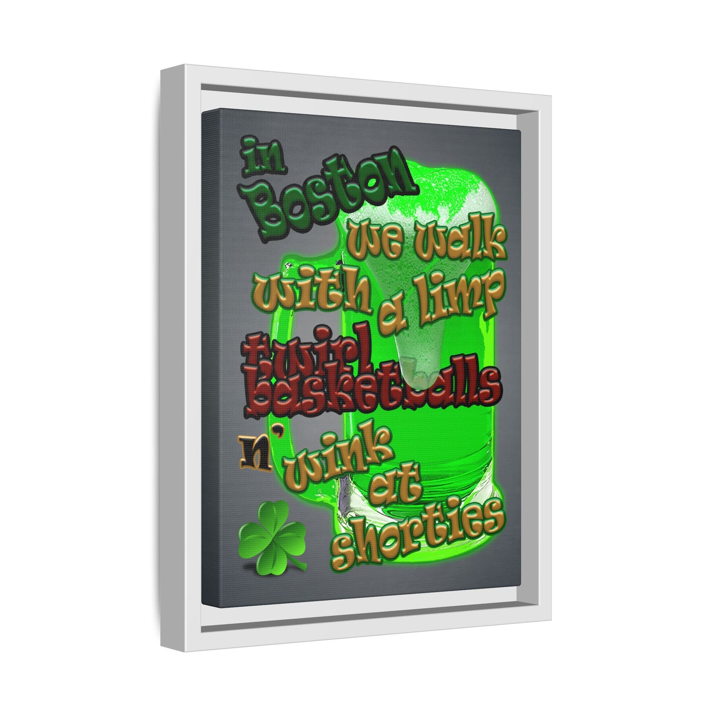 celtics logo - framed canvas art (grey-light grey)