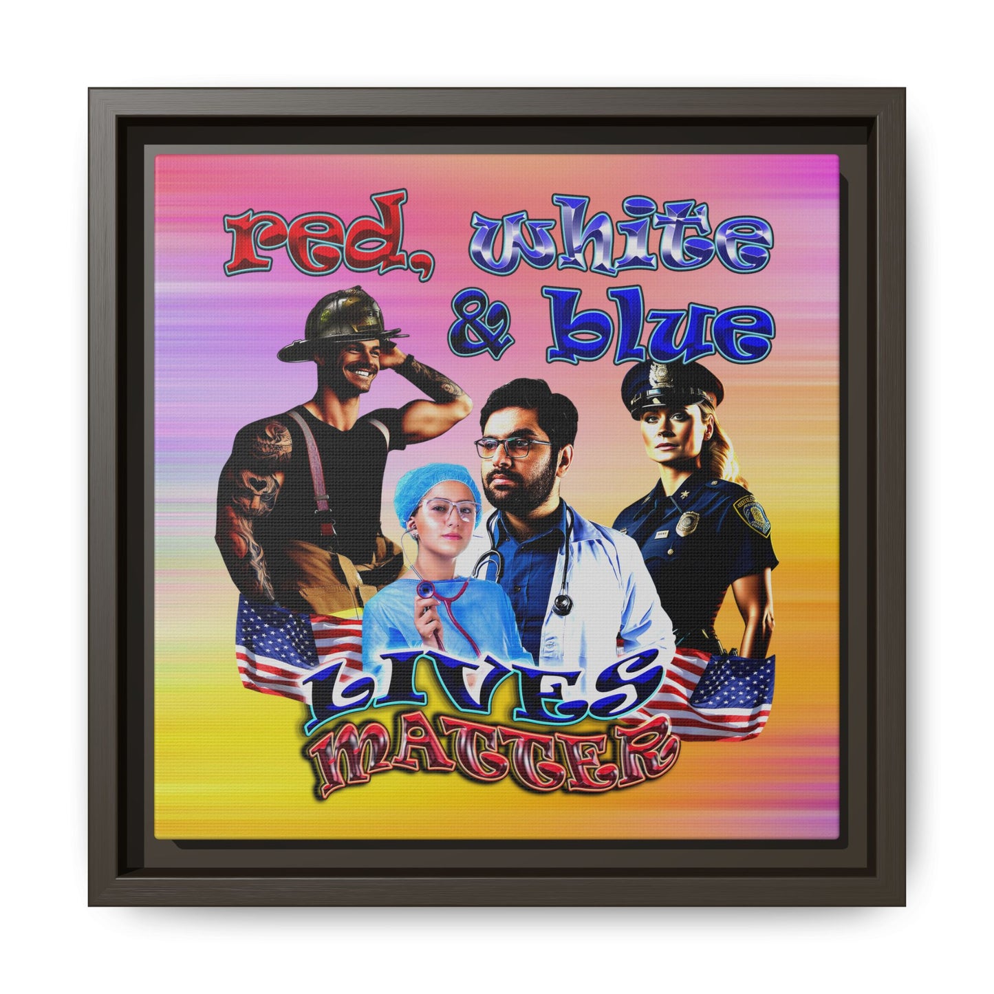 rw&b lives matter - framed canvas art (color blur)