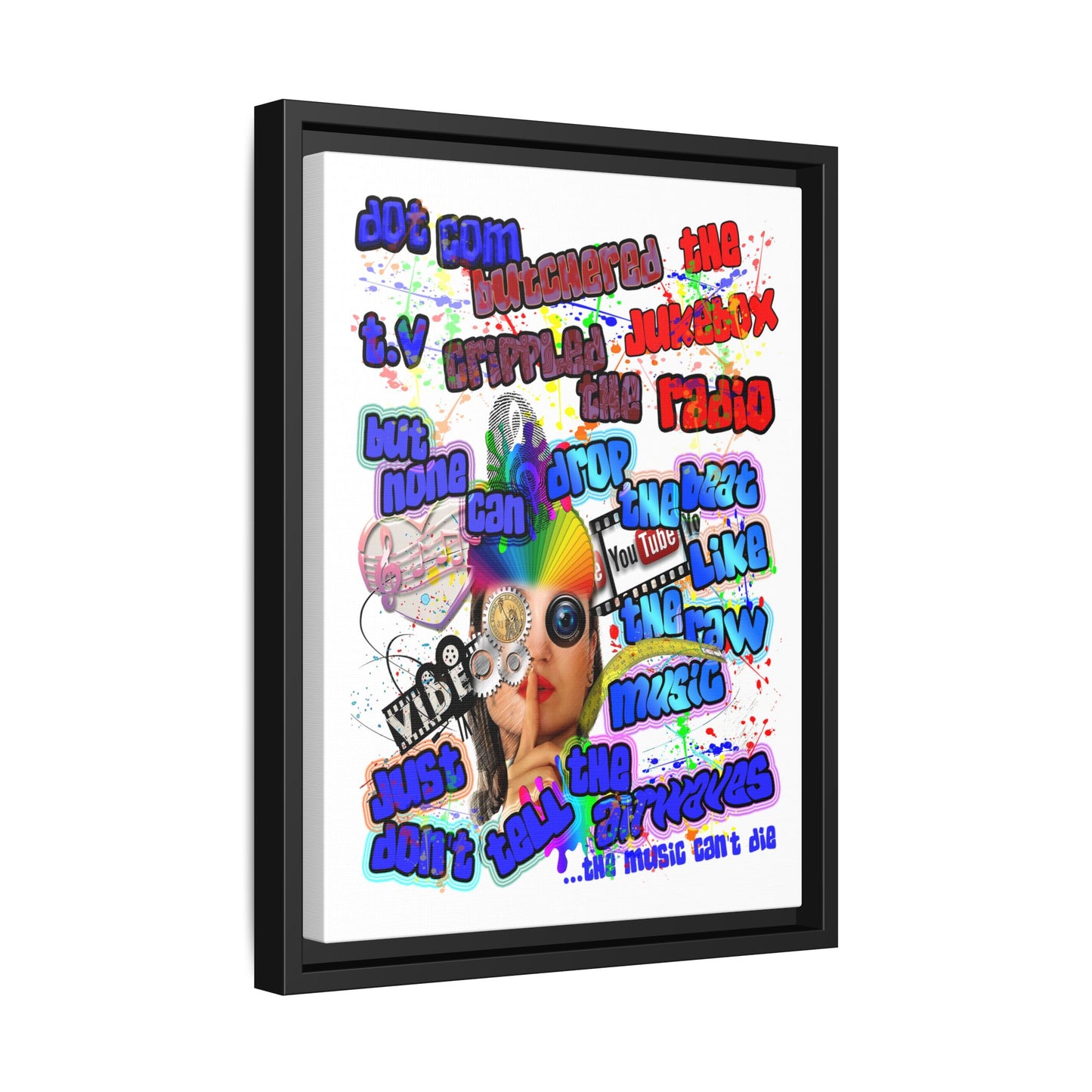 drop the beat - framed canvas art (white)