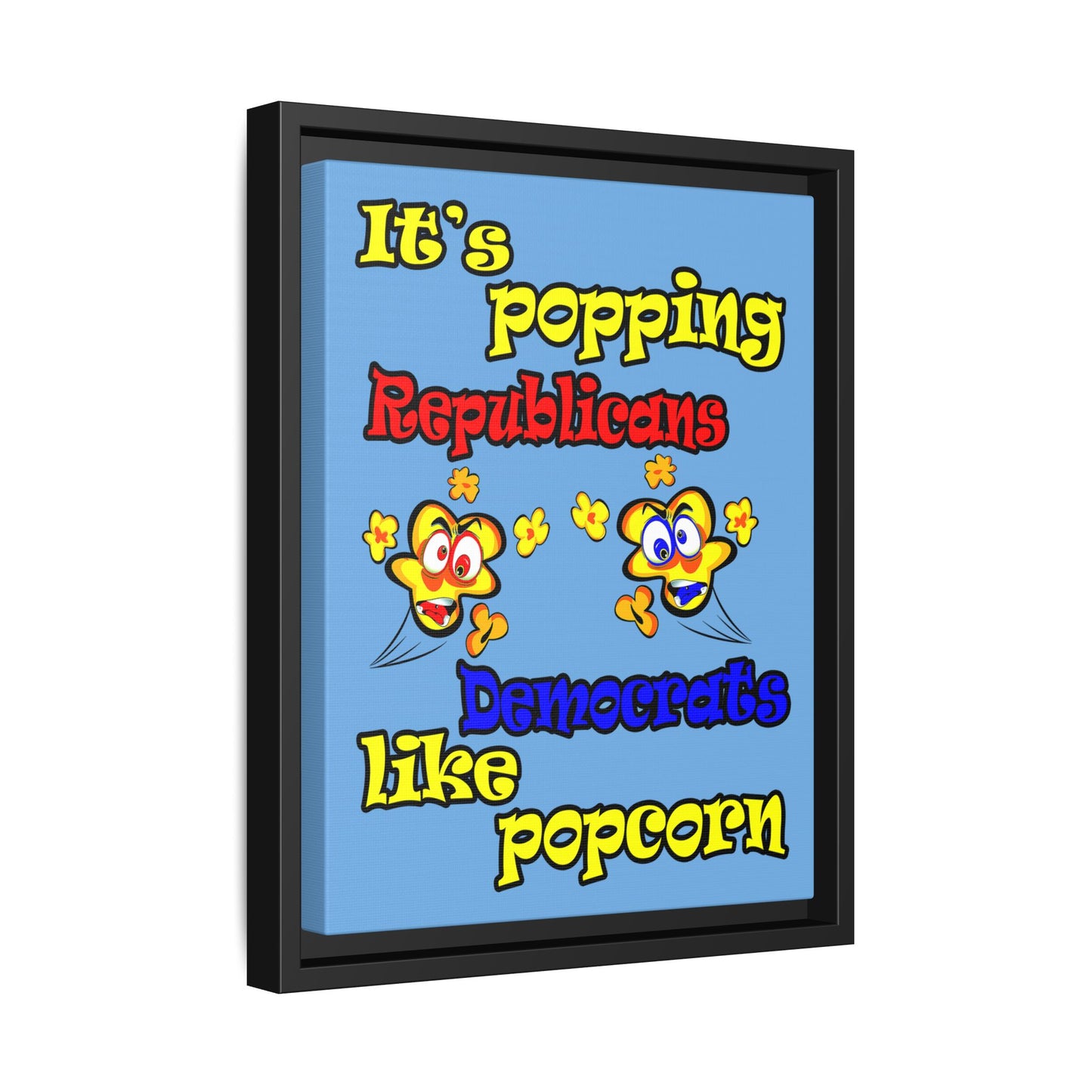 popping like popcorn - framed canvas art (light blue)
