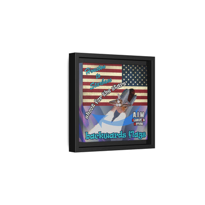 shoot for the stars - framed canvas art (grey-pink wave)