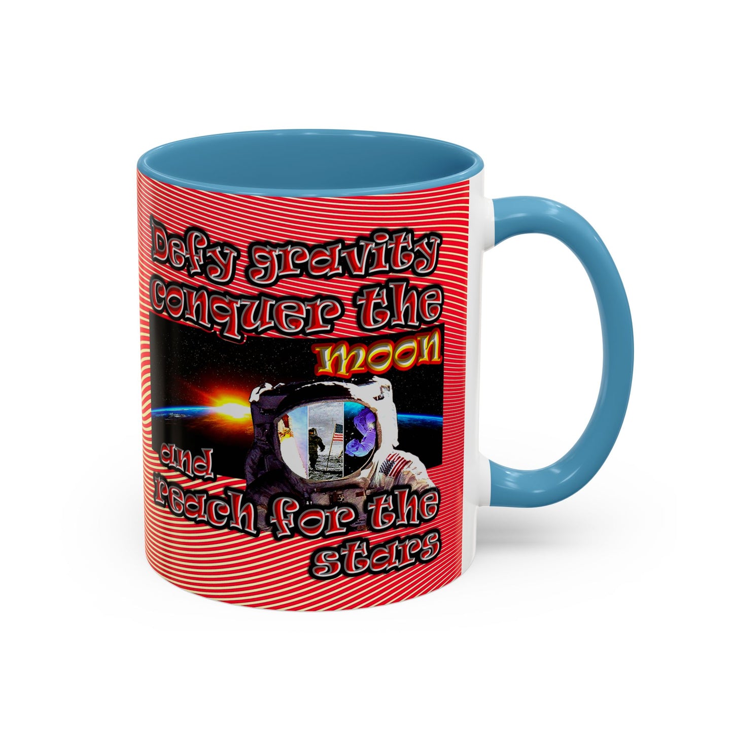 defy conquer reach - Accent Mug (yellow-orange wave)