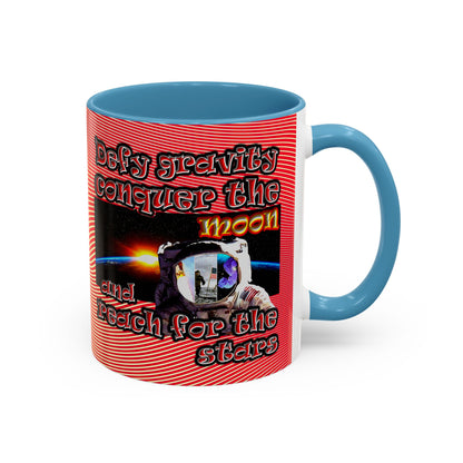 defy conquer reach - Accent Mug (yellow-orange wave)