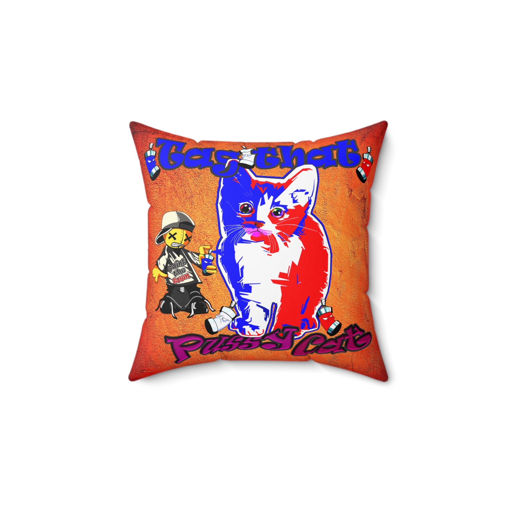 tag that - Spun Polyester Square Pillow - (burnt orange)