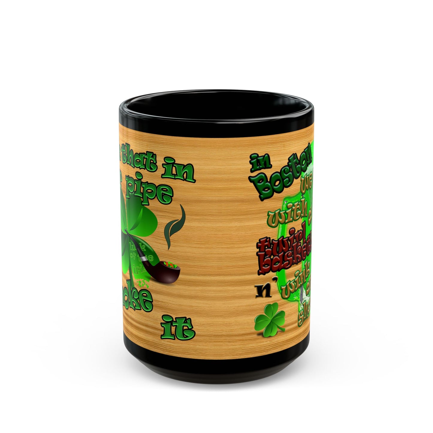 celtics logo - Black Mug (butterscotch wood finish)