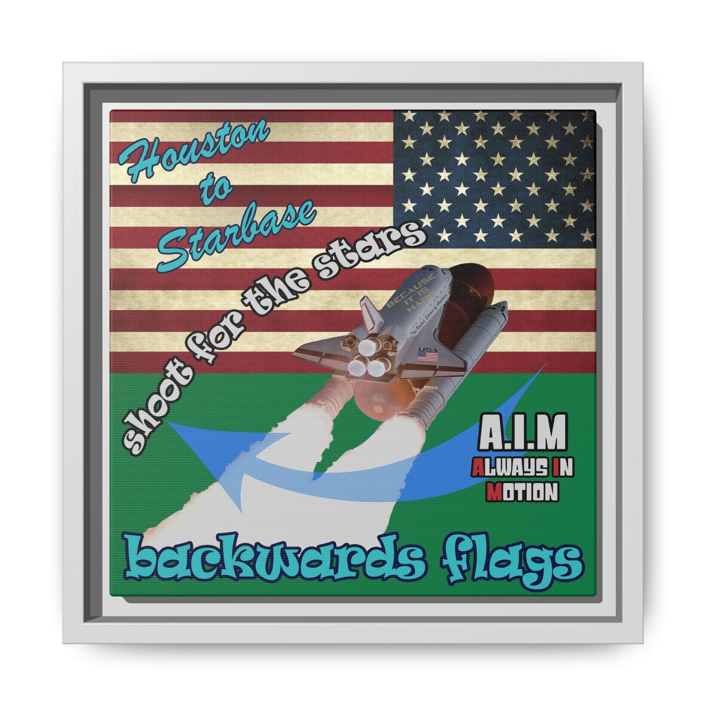 shoot for the stars - framed canvas art (dark green)