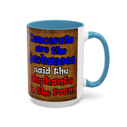 donkeys and elephants - Accent Mug (brown papyrus)