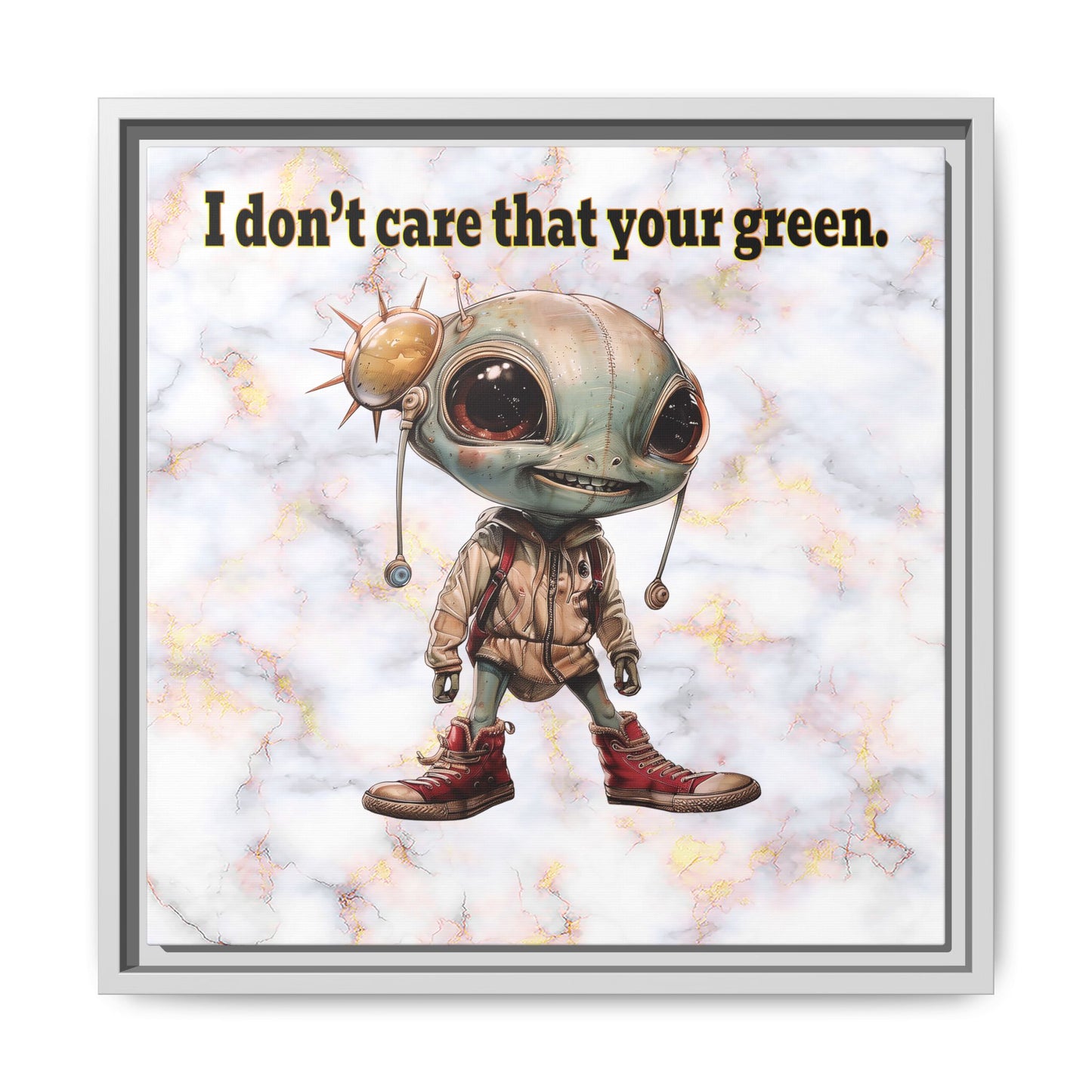 I don't care that your green - framed canvas art (white marble)
