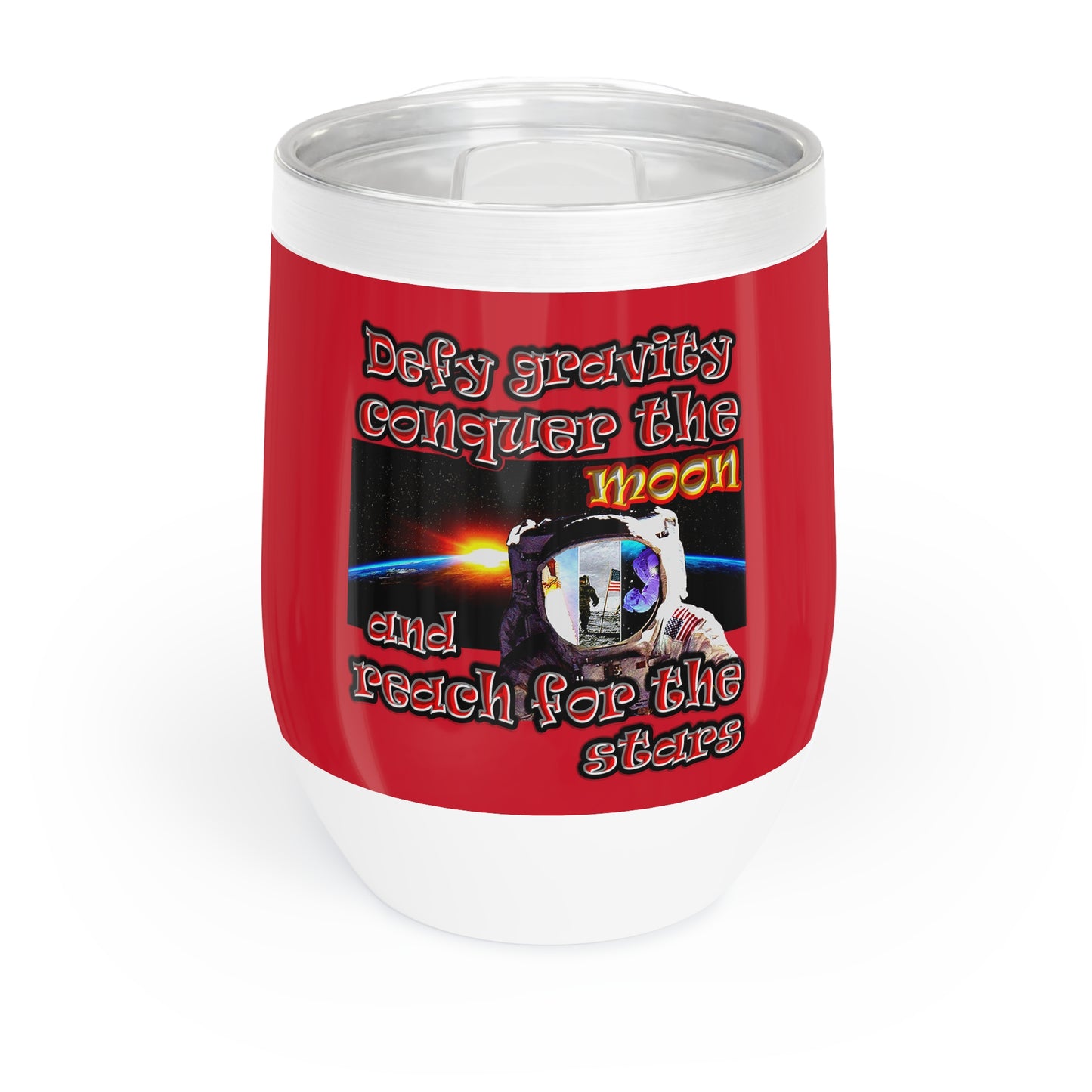 defy conquer reach - Chill Wine Tumbler (dark red)