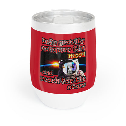 defy conquer reach - Chill Wine Tumbler (dark red)