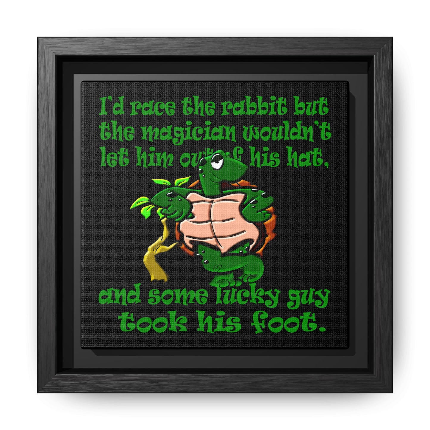 turtle race - framed canvas art (black)