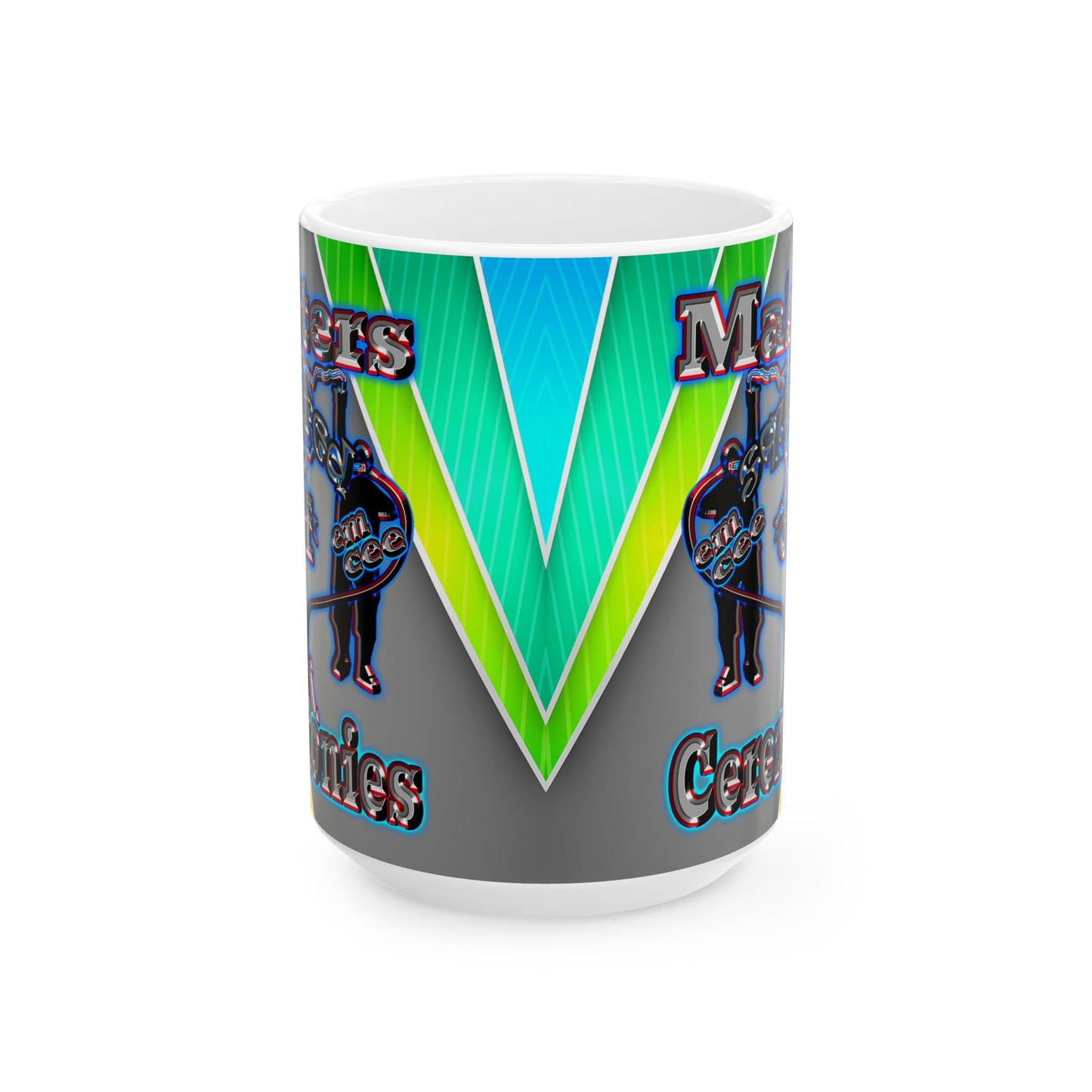 em cee squared - White Mug (rainbow split)