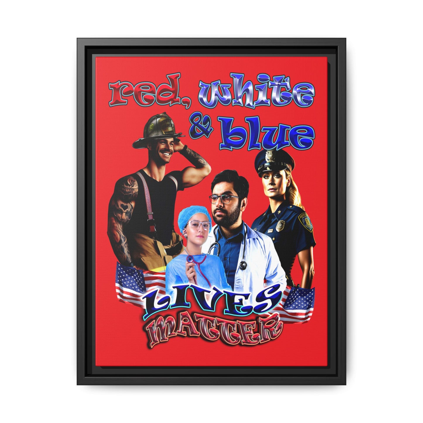 rw&b lives matter - framed canvas art (red)