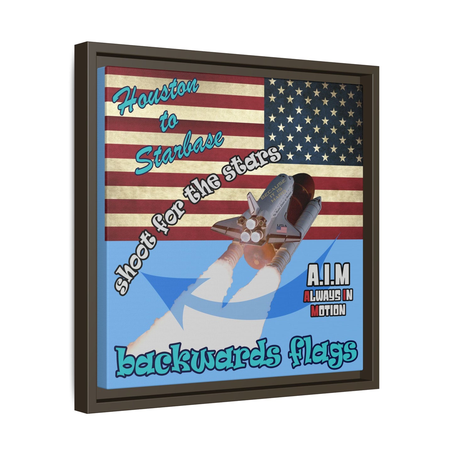 shoot for the stars - framed canvas art (light blue)
