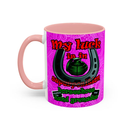 my luck - Accent Mug (pink swirl)