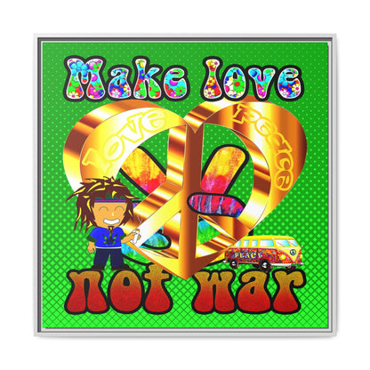 love peace - framed canvas art (logo green)
