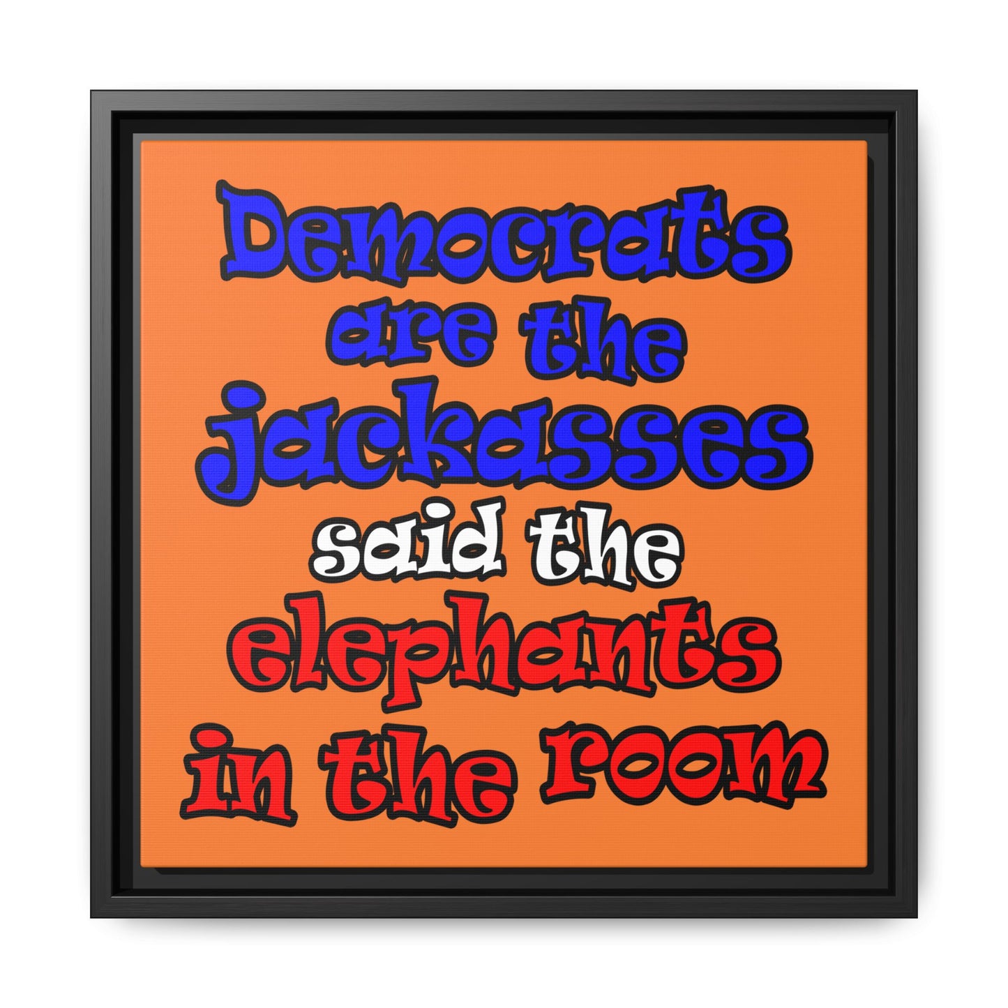 donkeys and elephants - framed canvas art (crusta)