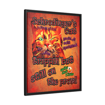 schrodinger's cat - framed canvas art (burnt orange)