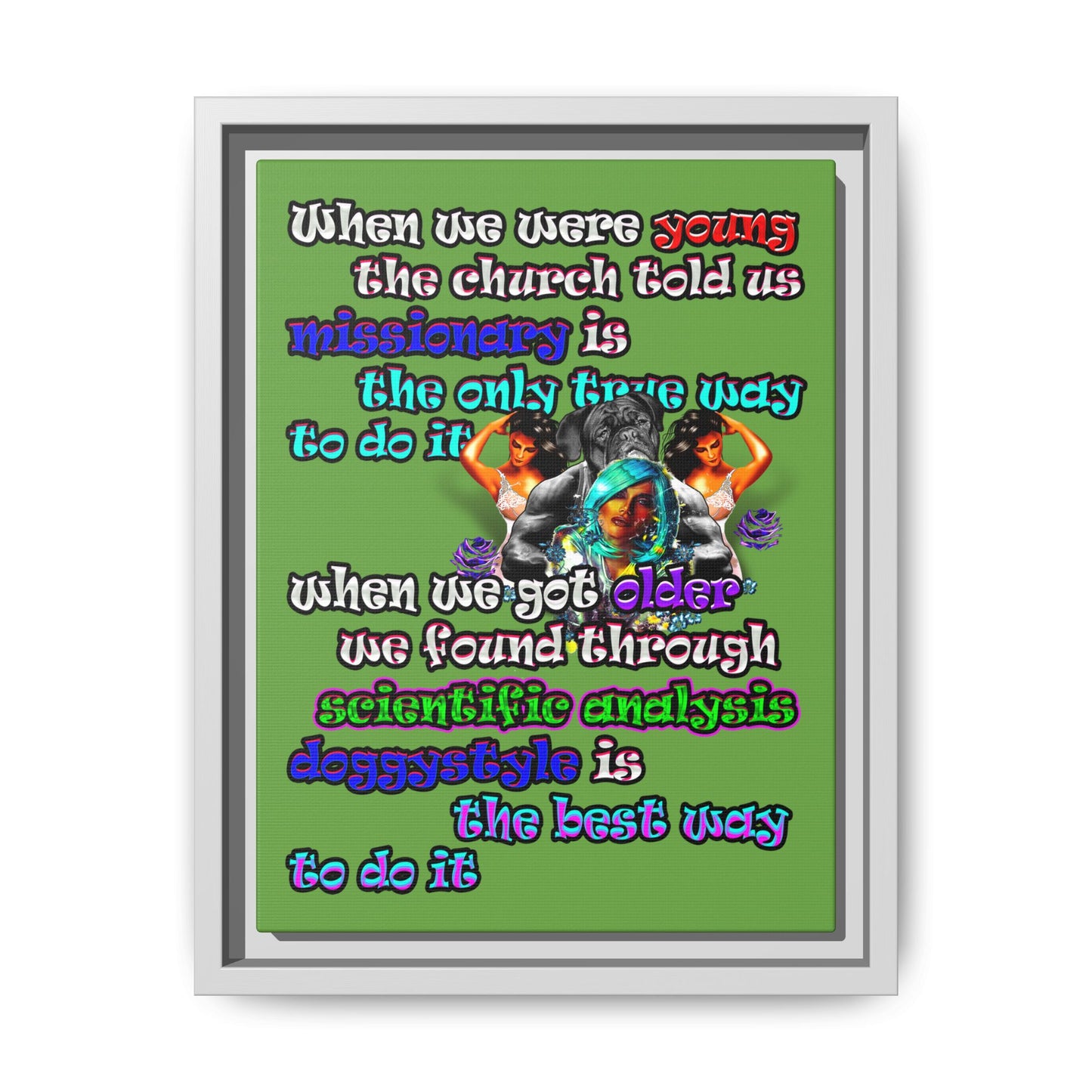 doggystyle - framed canvas art (green)