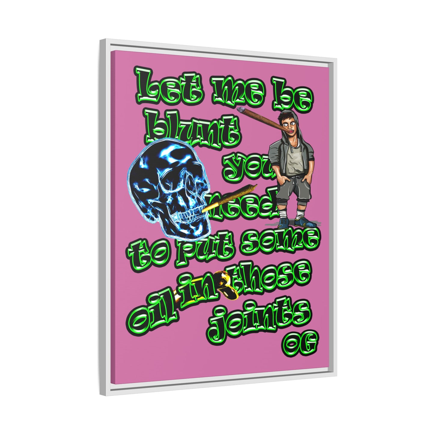 og - framed canvas art (light pink)