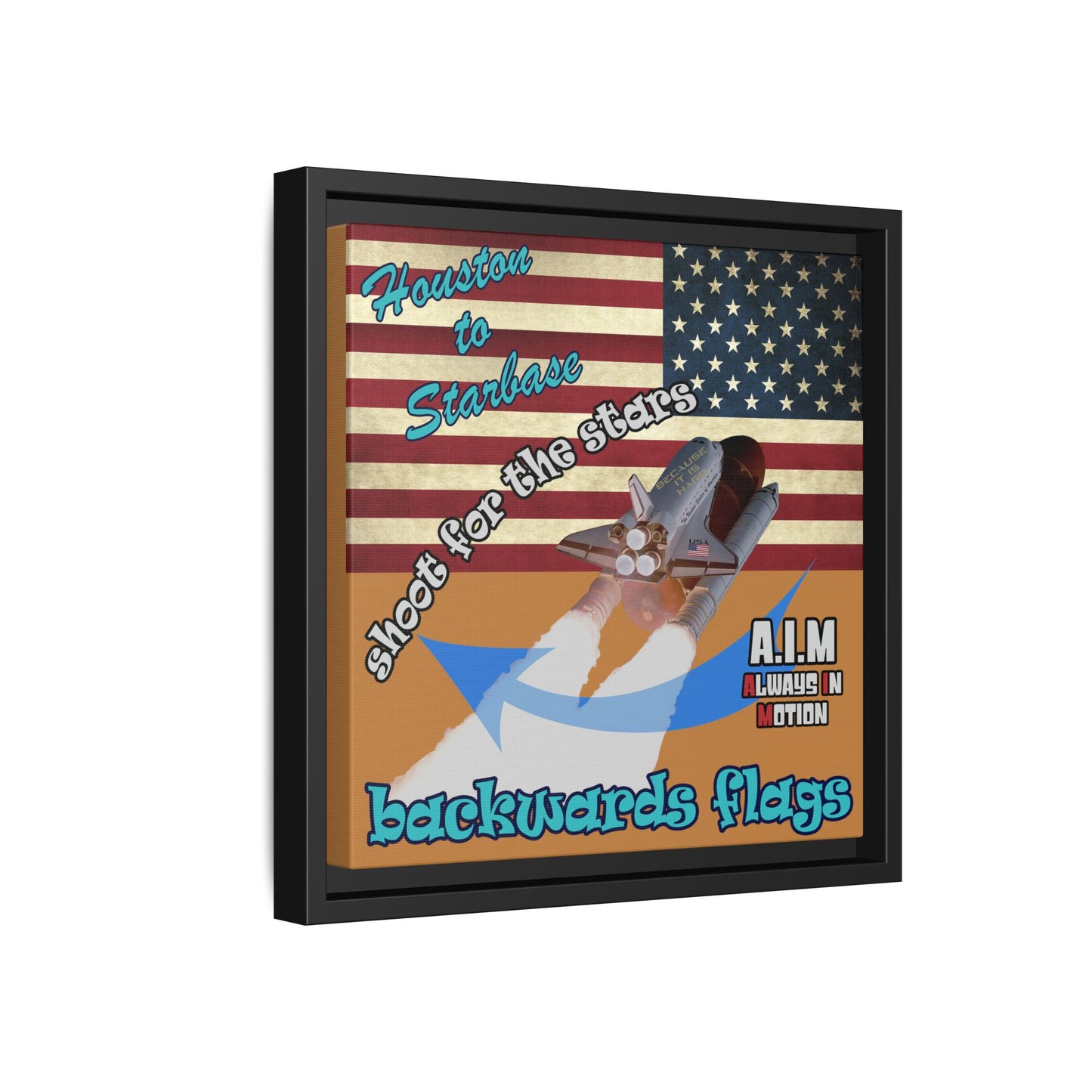 shoot for the stars - framed canvas art (light brown)