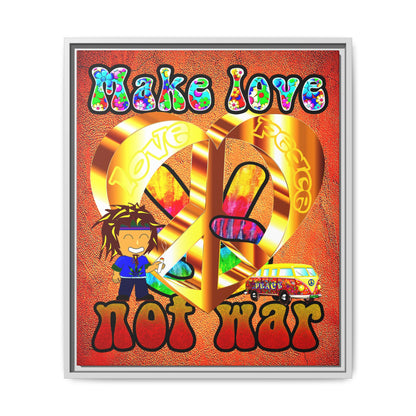 love peace - framed canvas art (burnt orange)