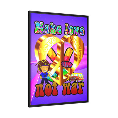 love peace - framed canvas art (purple-pink wave)