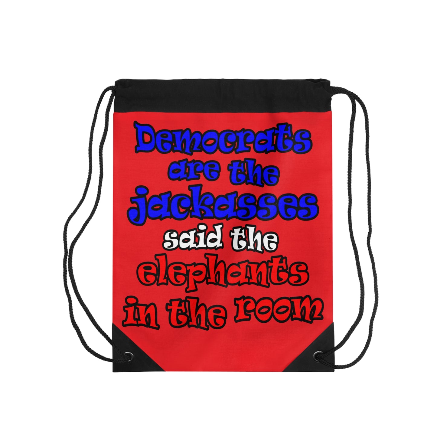 donkeys and elephants - Drawstring Bag (red)