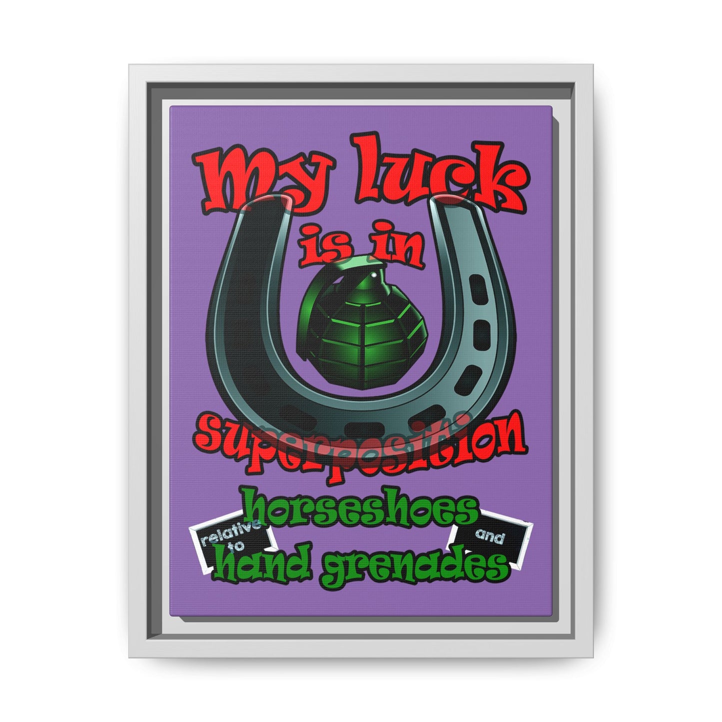 my luck - framed canvas art (light purple)