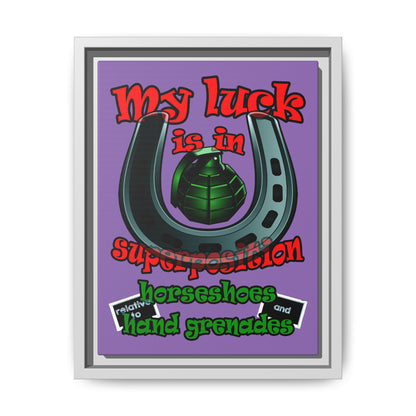 my luck - framed canvas art (light purple)