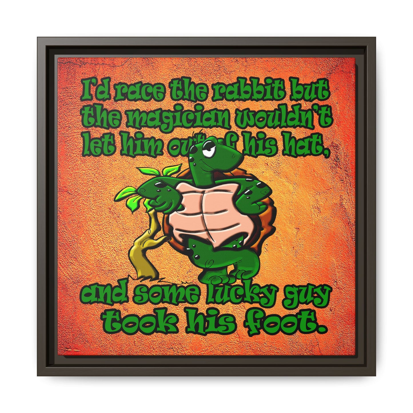 turtle race - framed canvas art (burnt orange)