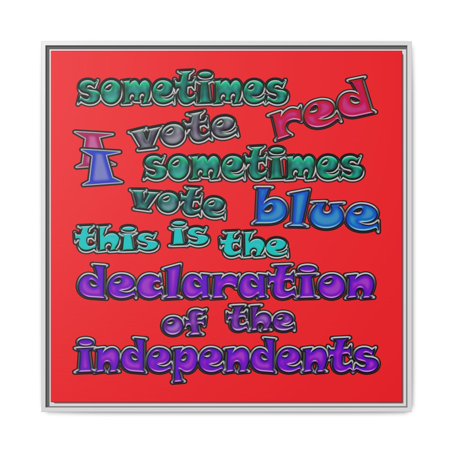 declaration of the independents - framed canvas art (red)