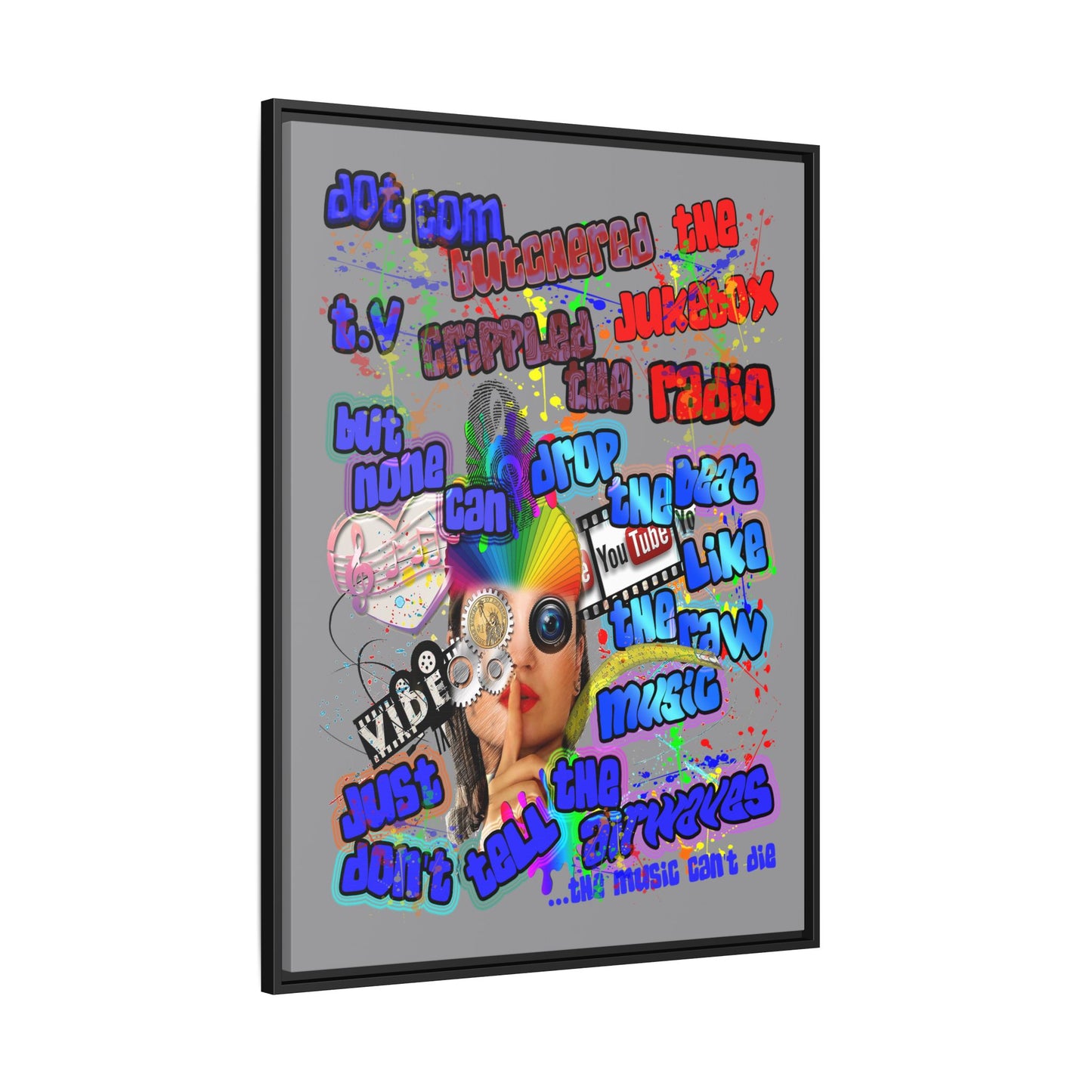 drop the beat - framed canvas art (grey)