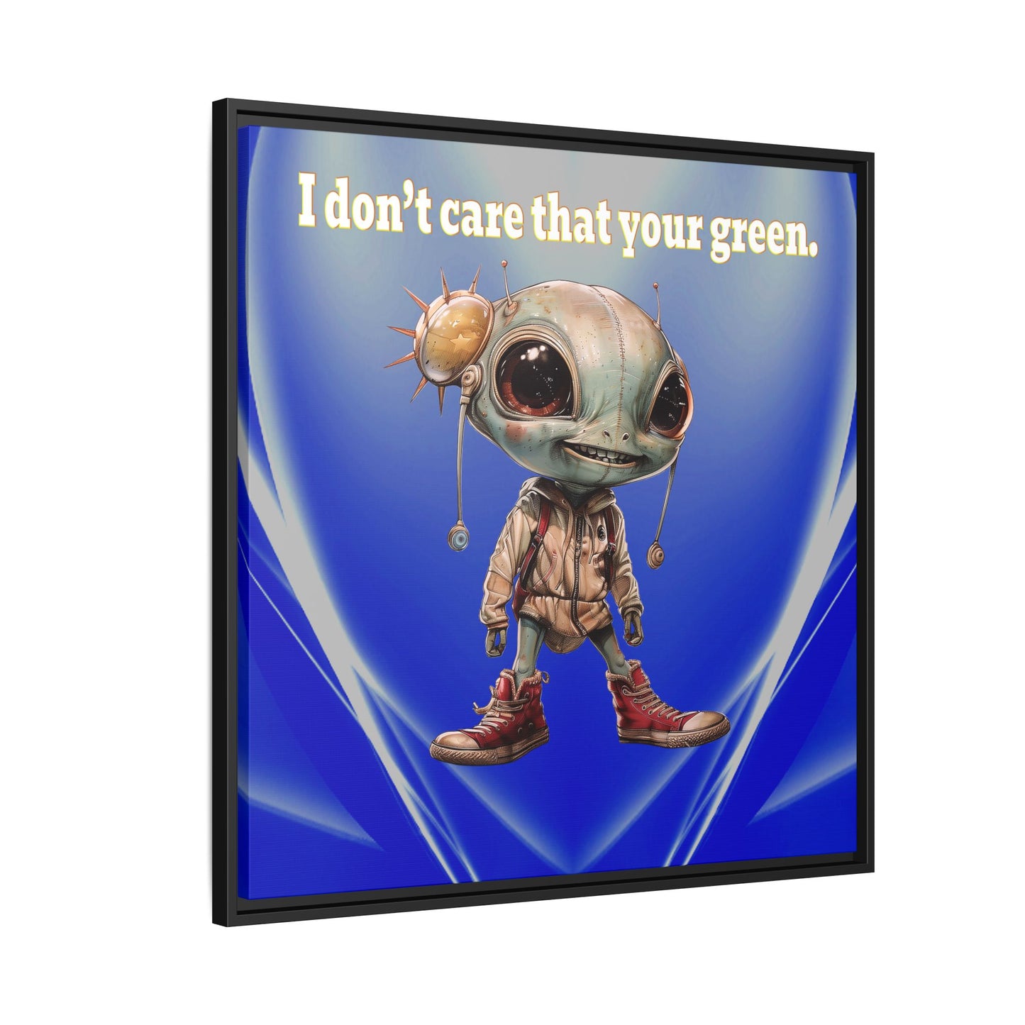 I don't care that your green - framed canvas art (blue-white wave)