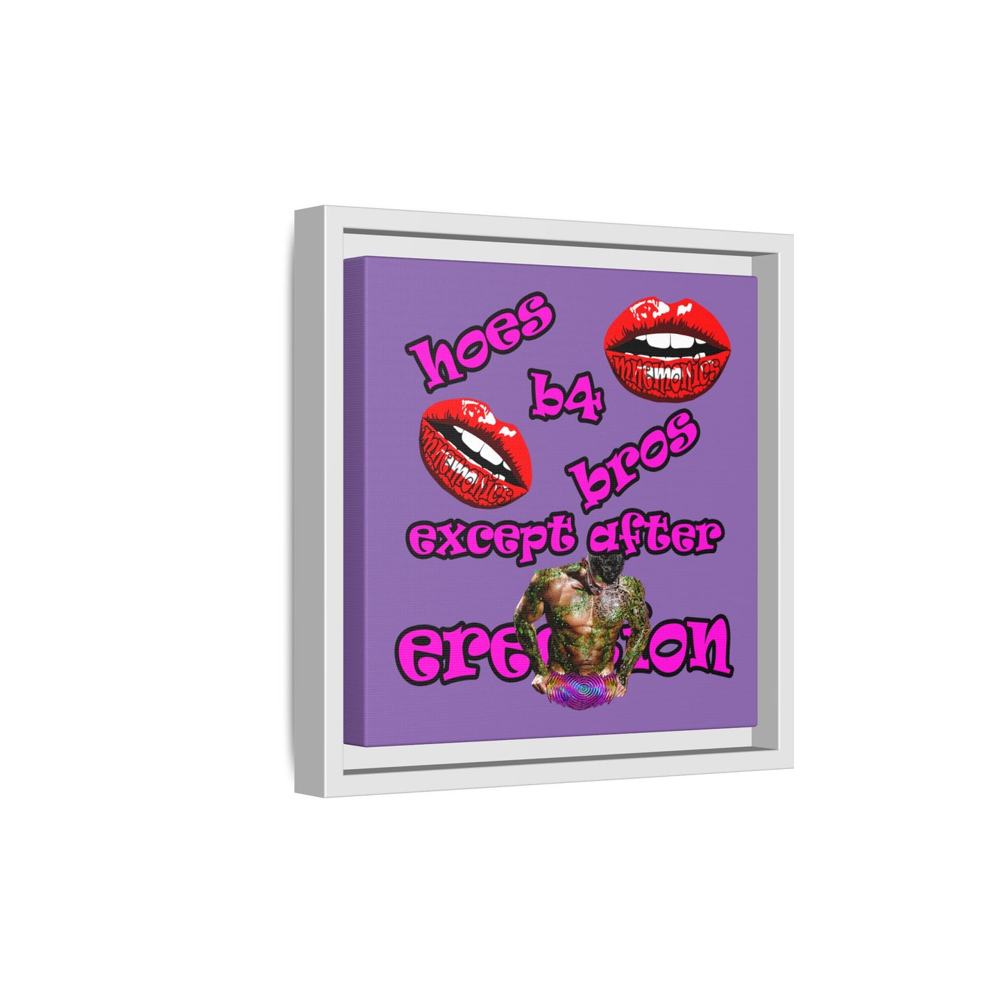 hoes b4 bros - framed canvas art (light purple)