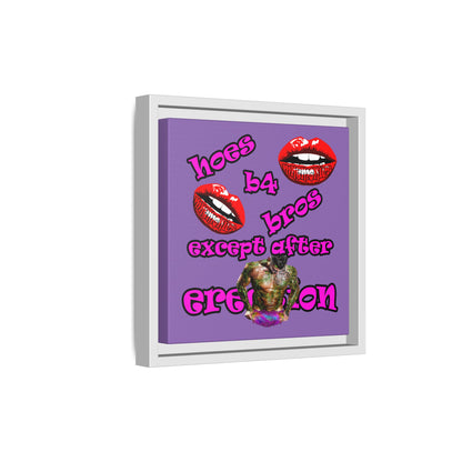 hoes b4 bros - framed canvas art (light purple)
