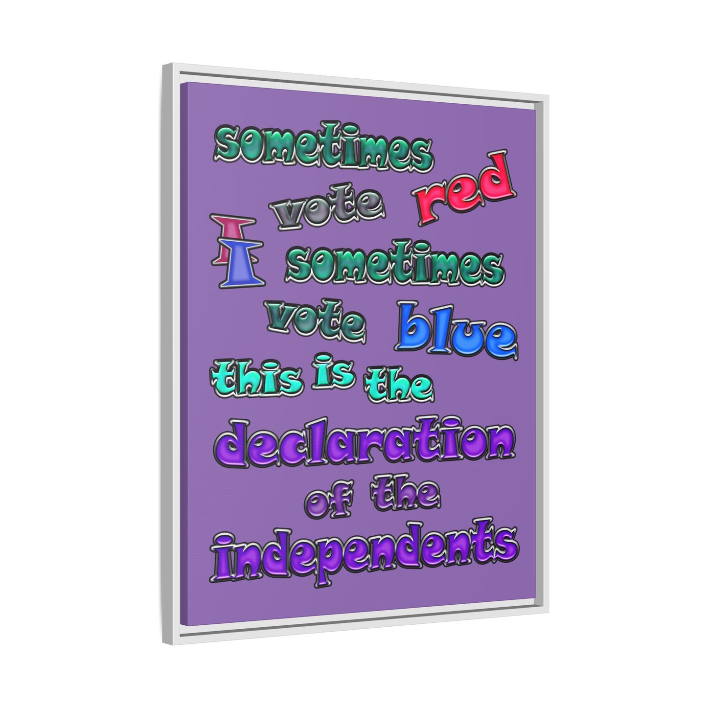 declaration of the independents - framed canvas art (light purple)