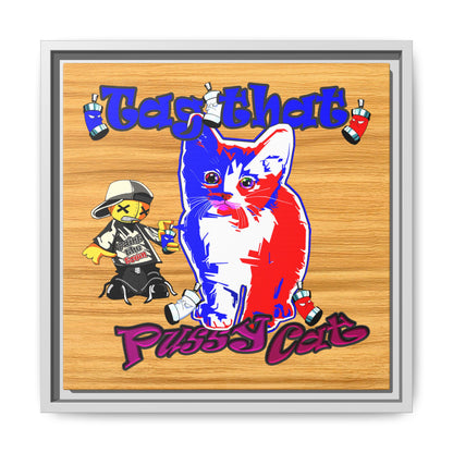 tag that - framed canvas art (butterscotch wood finish)