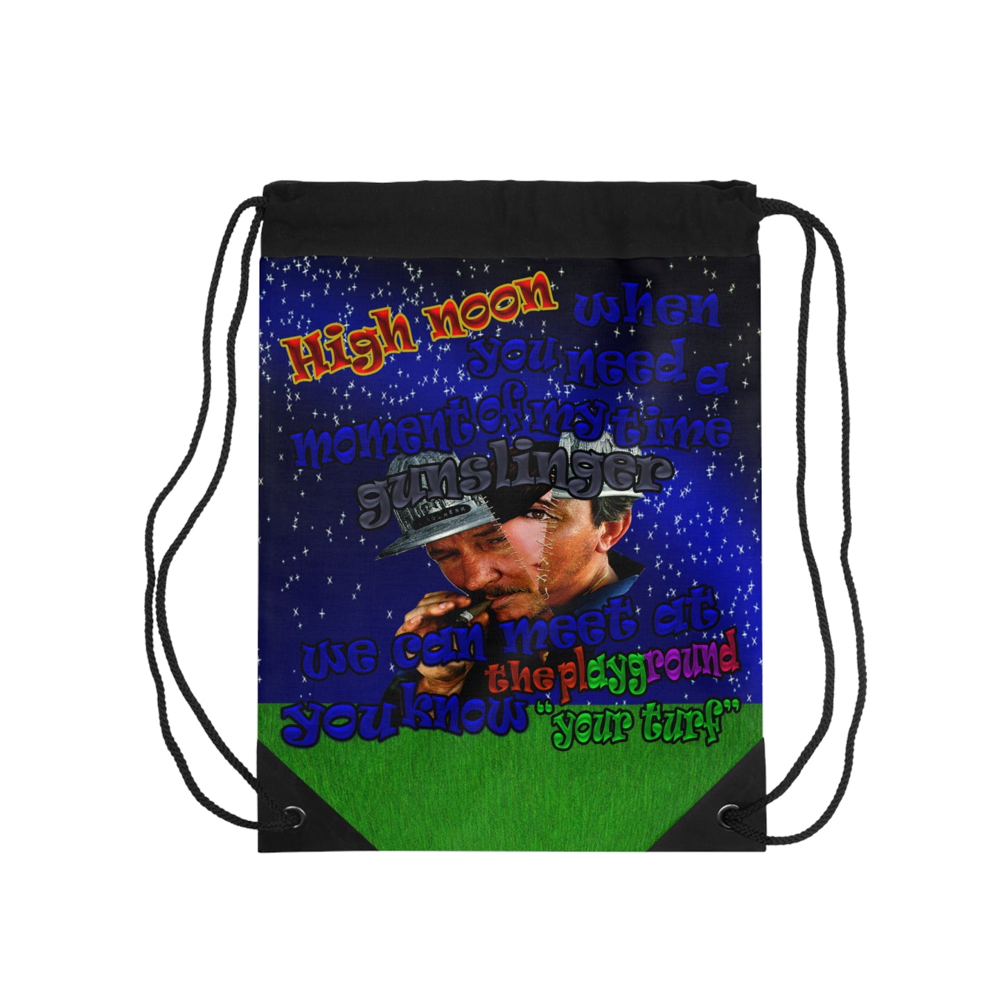 high noon - Drawstring Bag ('snoops' background)