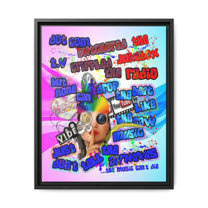 drop the beat - framed canvas art (light blue-pink wave)