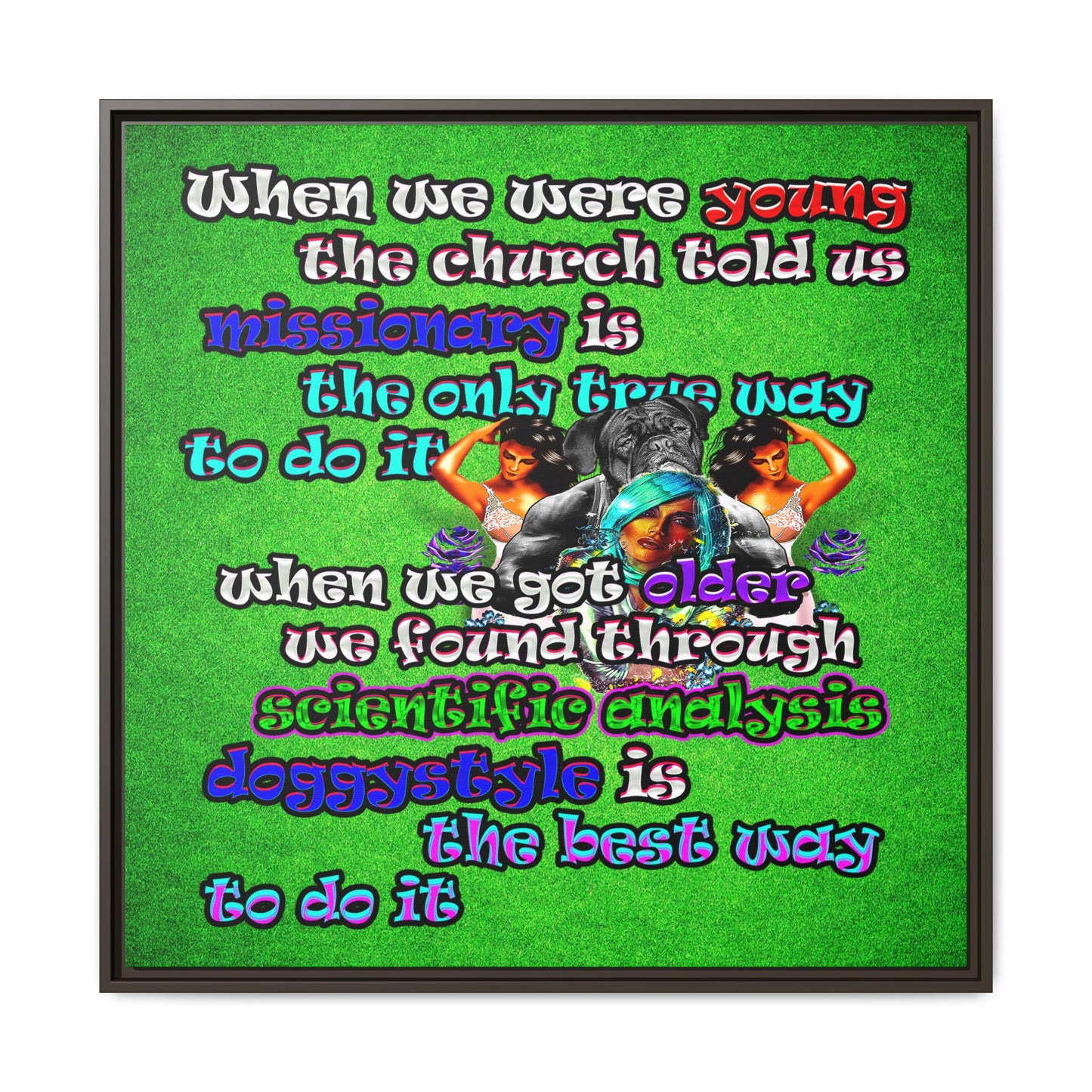 doggystyle - framed canvas art (green turf)
