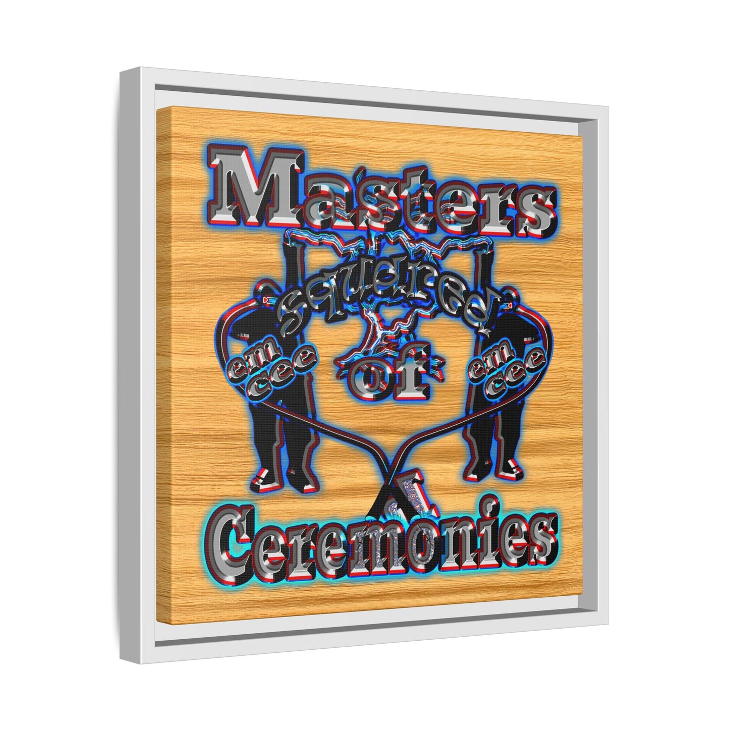 em cee squared - framed canvas art (butterscotch wood finish)