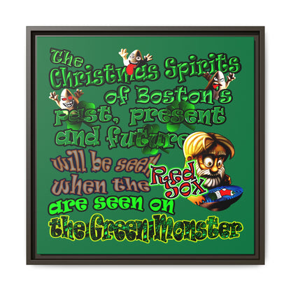 christmas spirits of boston - framed canvas art (dark green)