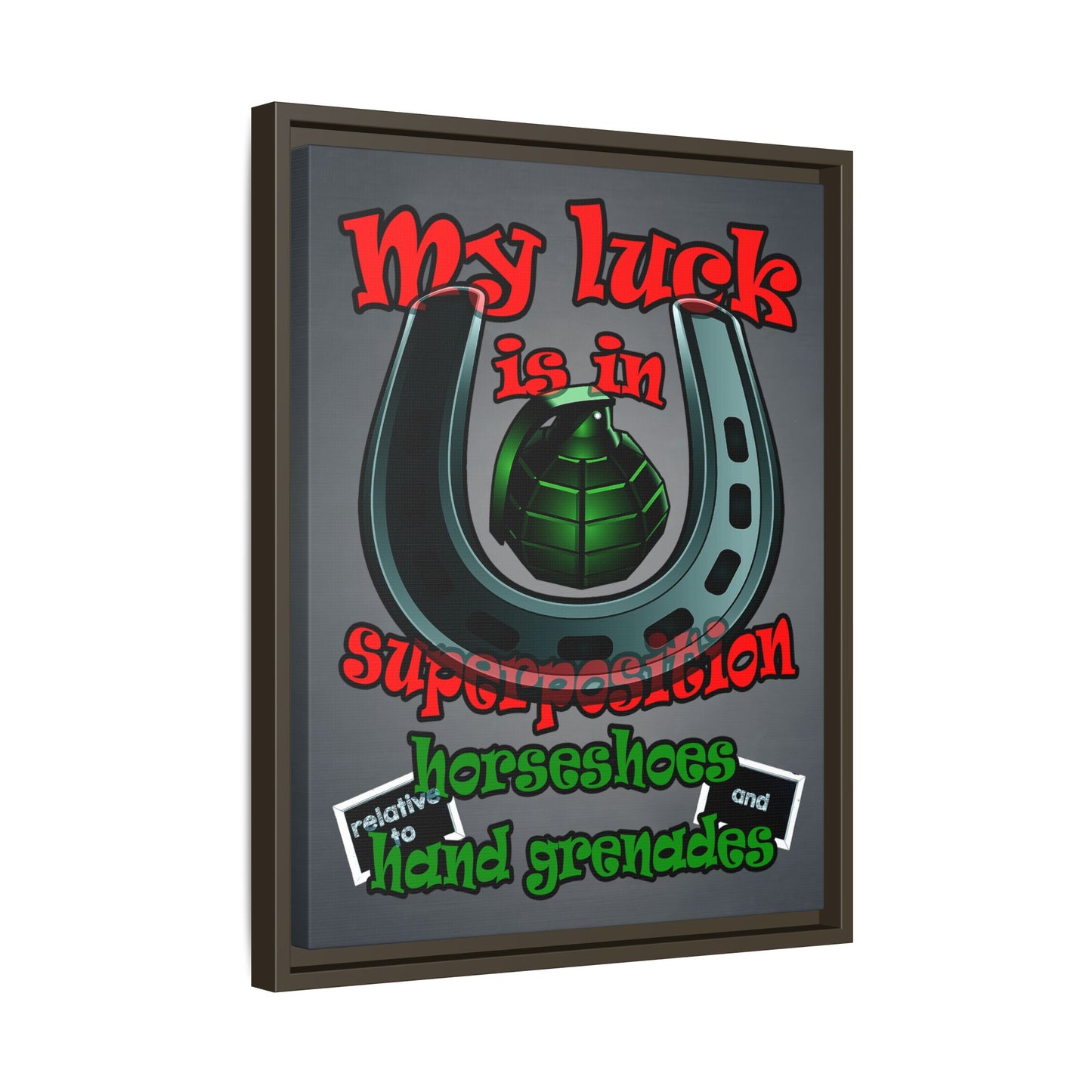 my luck - framed canvas art (grey-light grey)